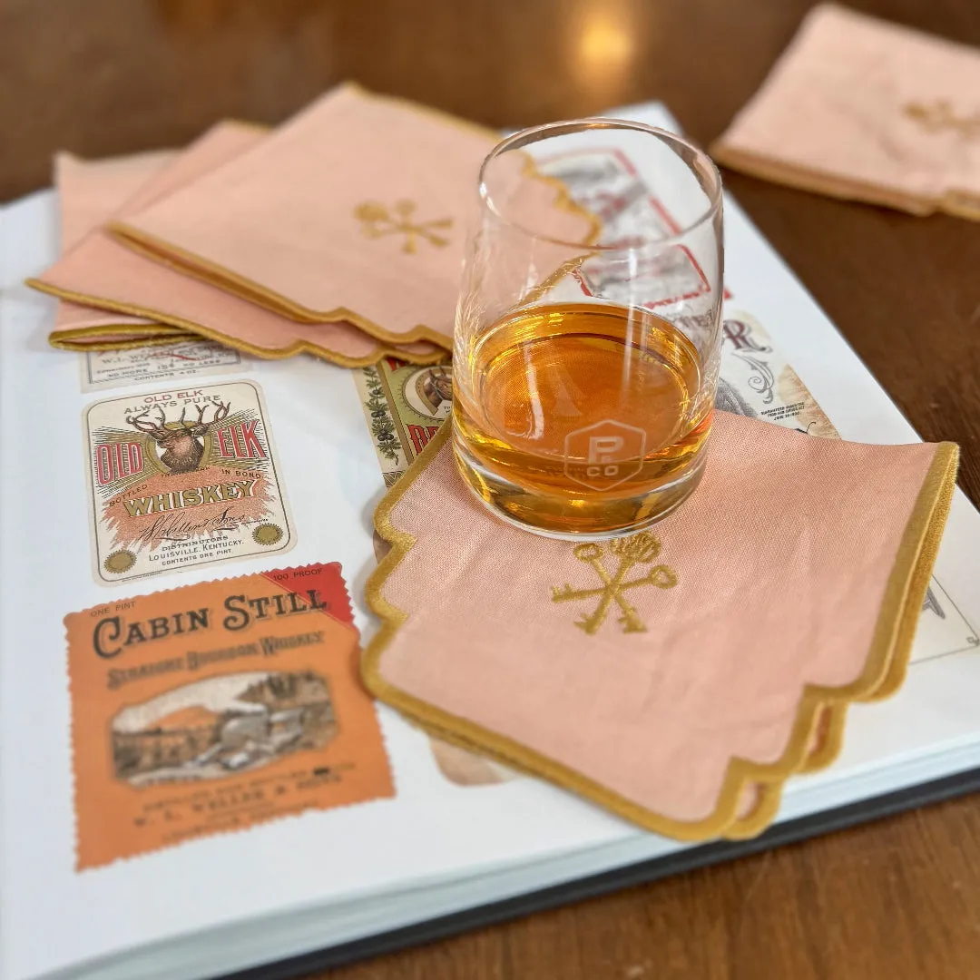 Pappy Van Winkle Embroidered Cocktail Napkins cocktailservetten set van 4 linnenmix