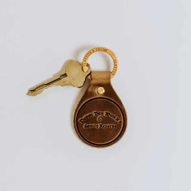 Pappy Van Winkle Family Reserve sleutelhanger leer messing