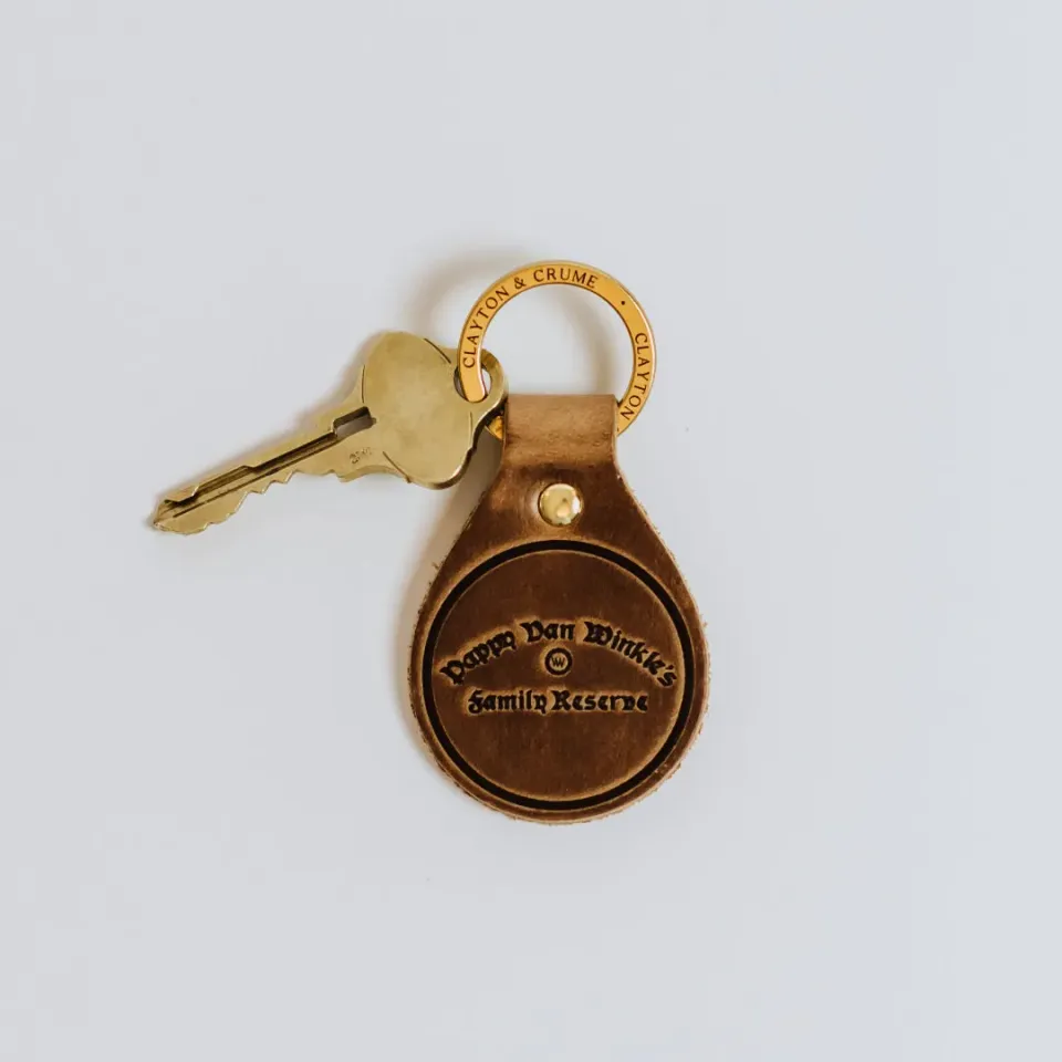 Pappy Van Winkle Family Reserve sleutelhanger leer messing