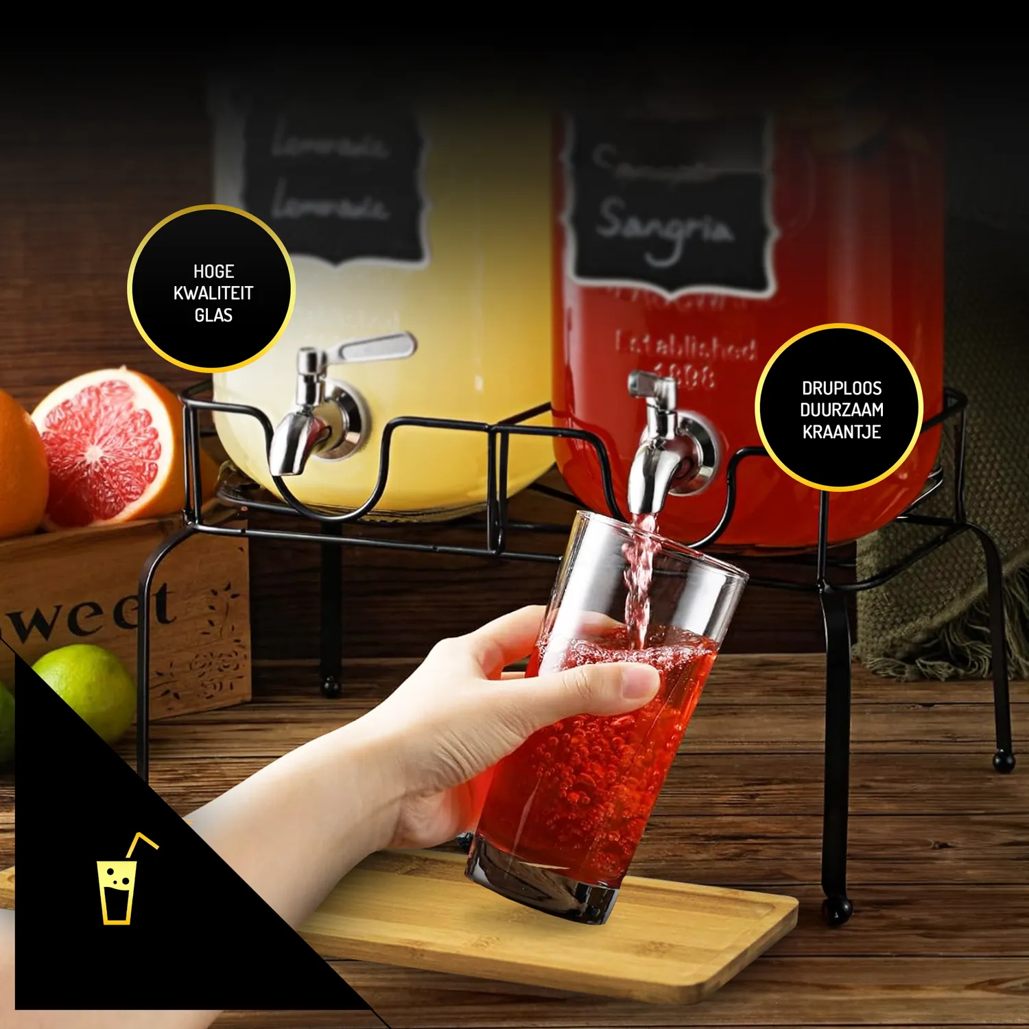 Bar Dedicated drankdispenser 4L set van 2 met kraan