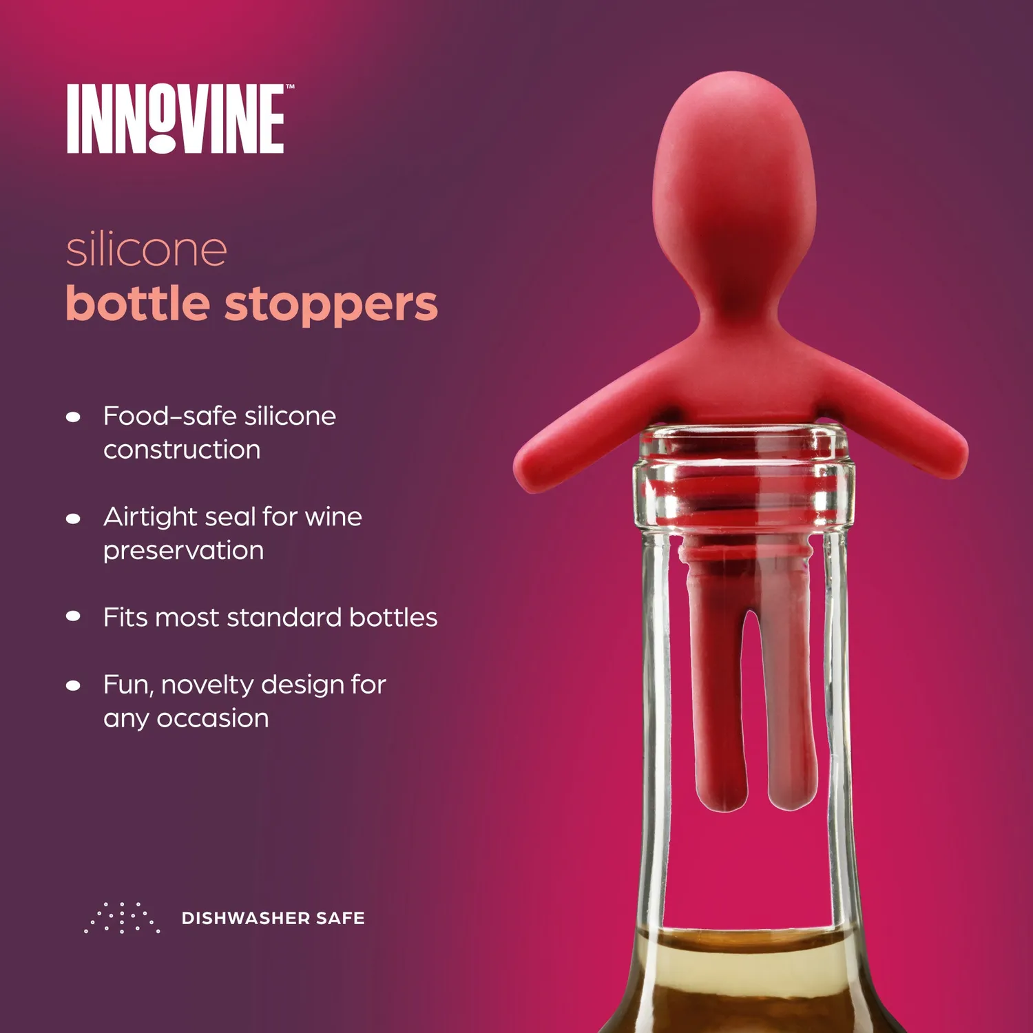 Innovine Save siliconen flessenstop grappig