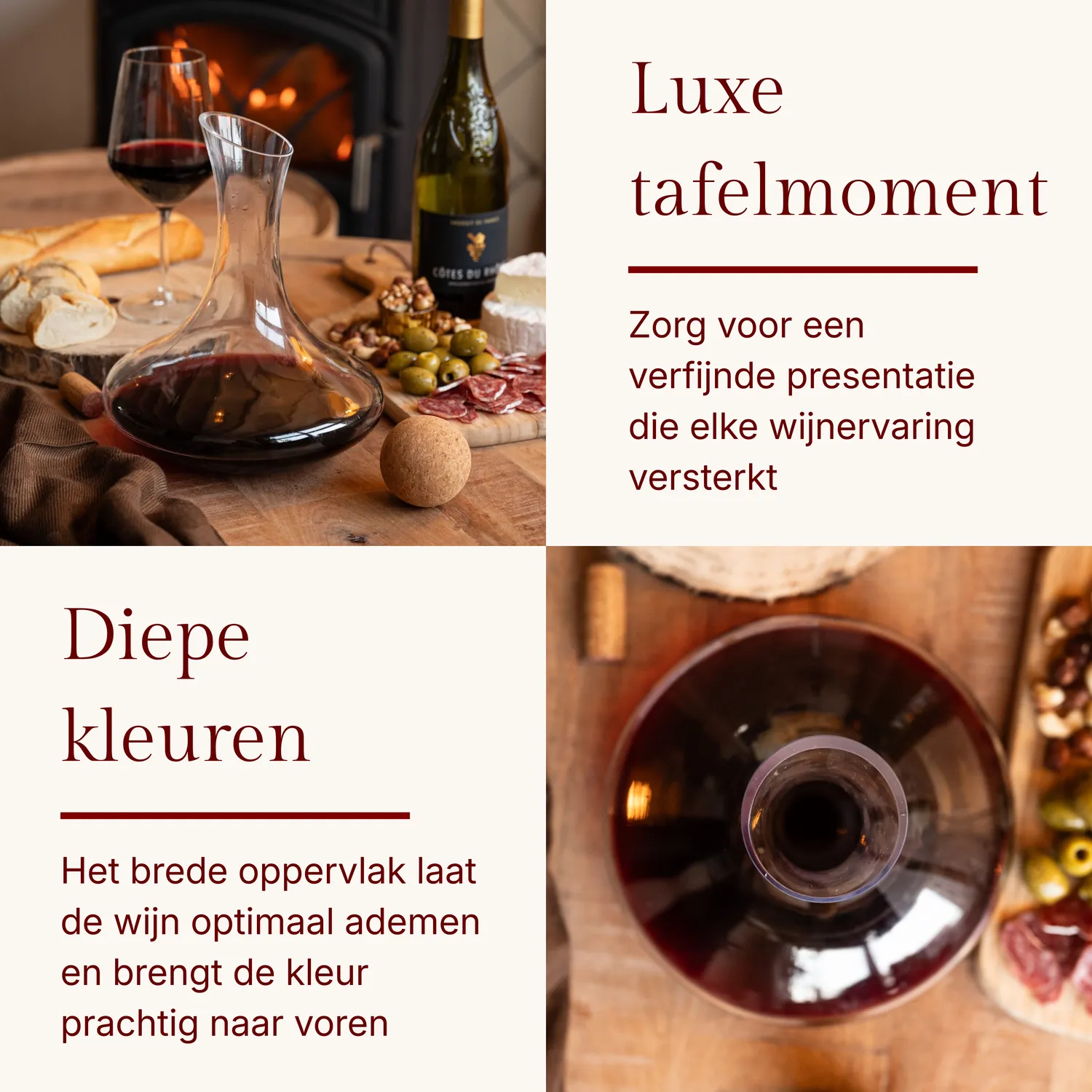 Memoire Royal decanteerkaraf 170 cl handgeblazen met droogrek